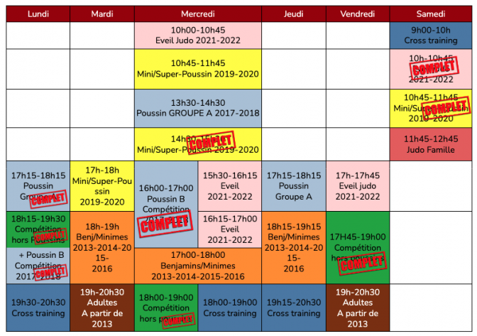 Image de l'actu 'Planning des cours à jour'